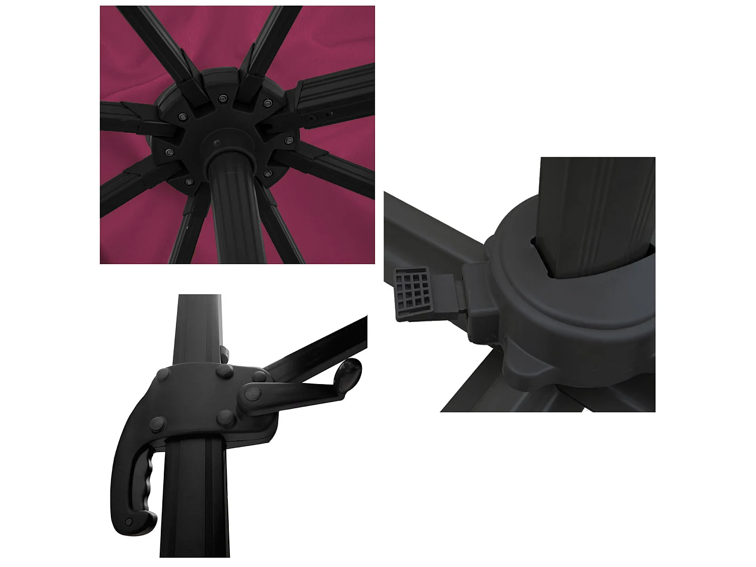 Parasol déporté MOLOKAI carré 3x3m fuchsia - HAPPY GARDEN