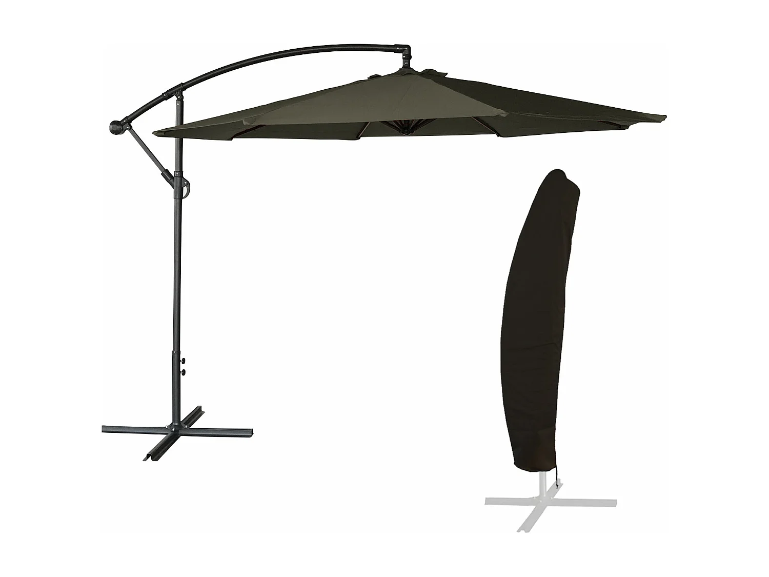 OAHU ronde parasol 3m diameter grijs + hoes