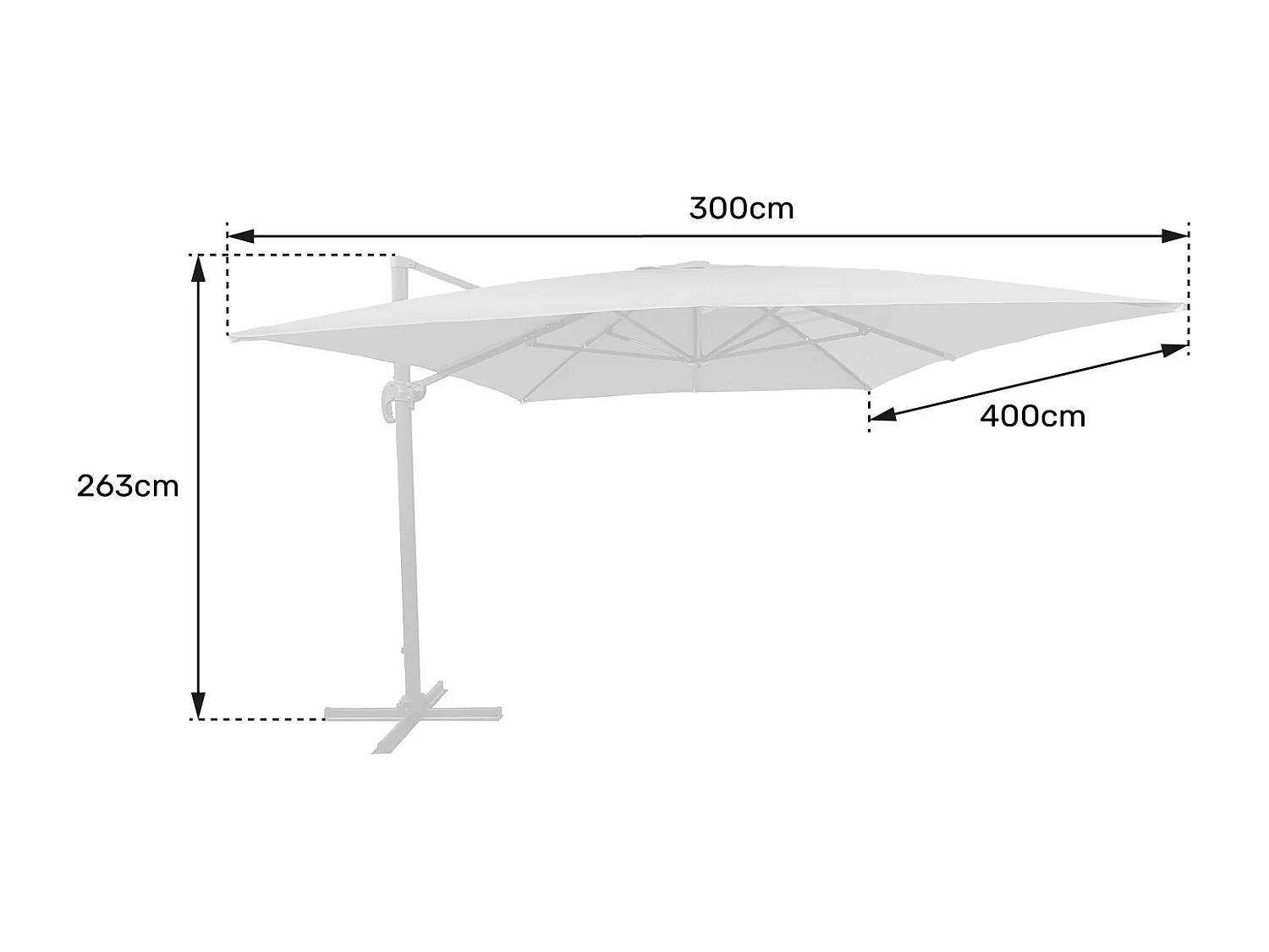 Parasol déporté MOLOKAI rectangulaire 3x4m taupe + housse - HAPPY GARDEN