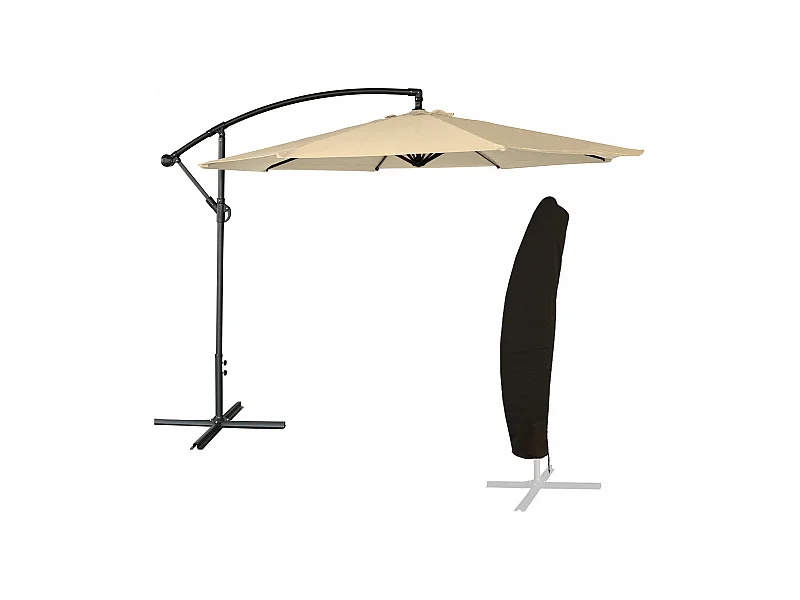 Frei stehender Sonnenschirm OAHU rund 3,50m Durchmesser beige + Hülle