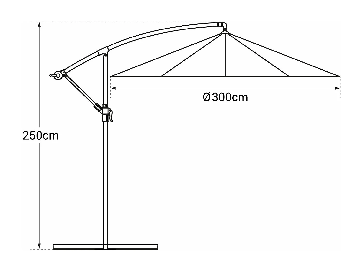 OAHU ronde gedeporteerde parasol 3m diameter + hoes