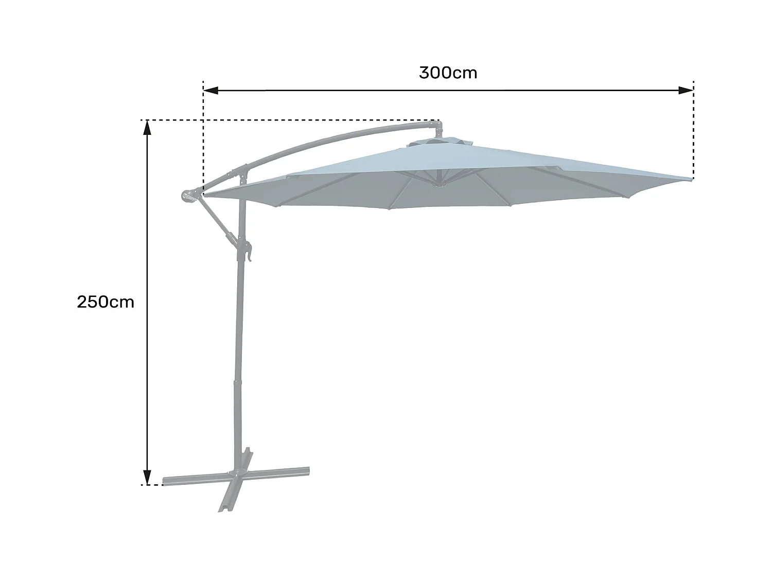 OAHU ronde gedeporteerde parasol 3m diameter + hoes