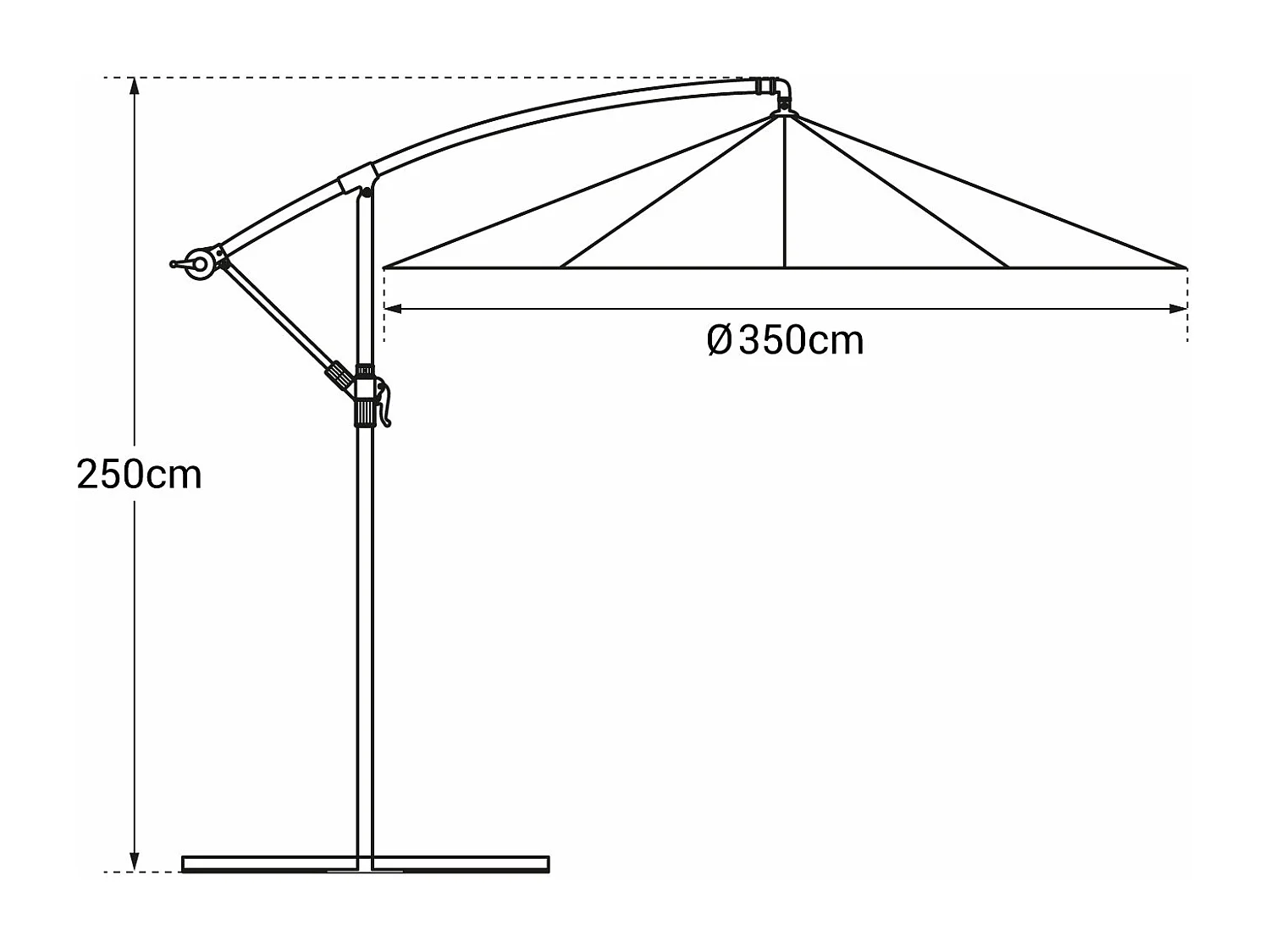 OAHU ronde parasol 3,50m diameter taupe + hoes