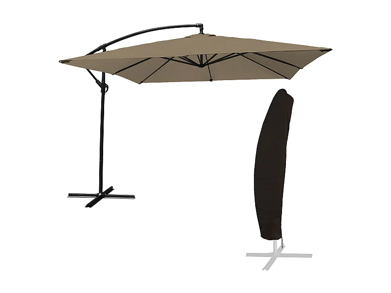 Offset parasol MOLOKAI vierkant 2,7x2,7m taupe + hoes