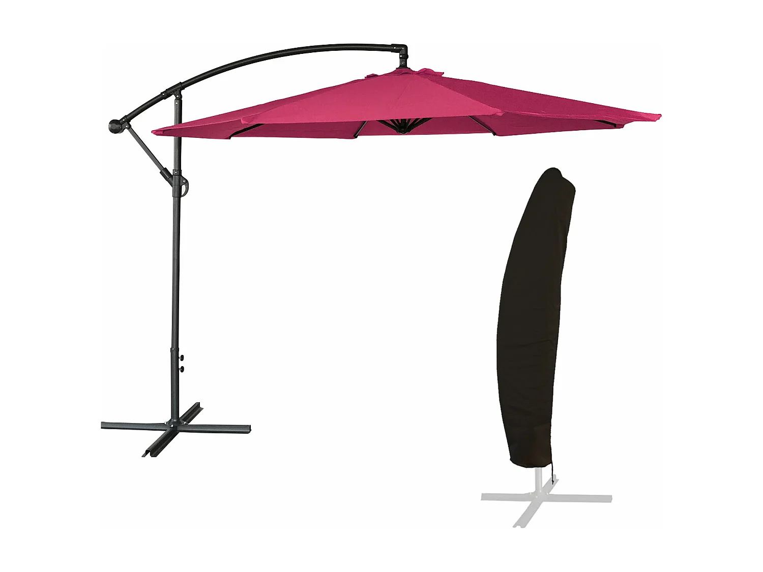 OAHU ronde parasol 3,50m diameter fuchsia + hoes