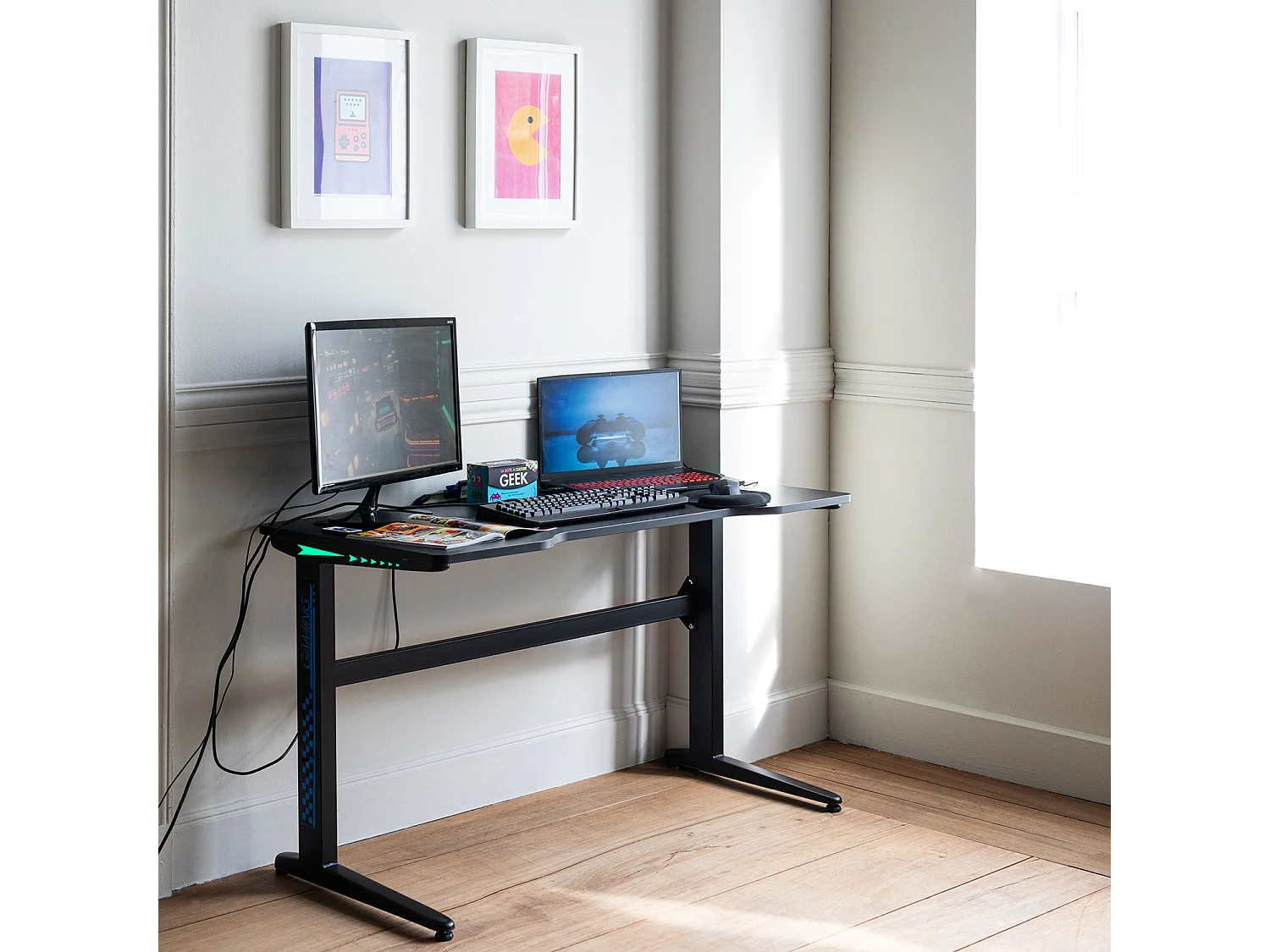 Bureau gamer à LED ALICE - HAPPY GARDEN