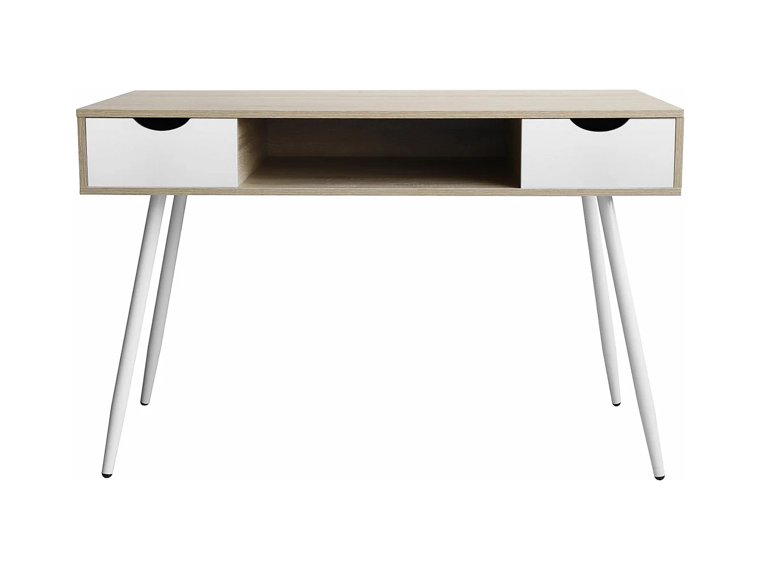 Escritorio escandinavo de madera, cajones blancos BJORN
