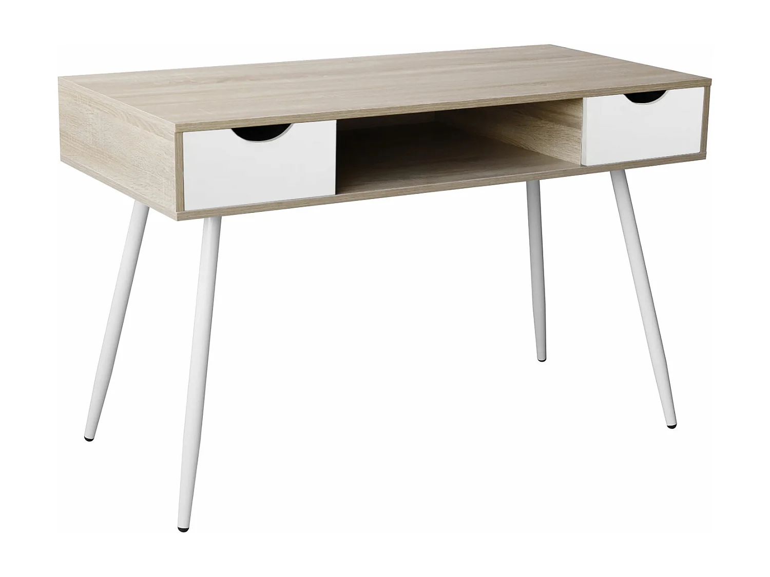 Escritorio escandinavo de madera, cajones blancos BJORN