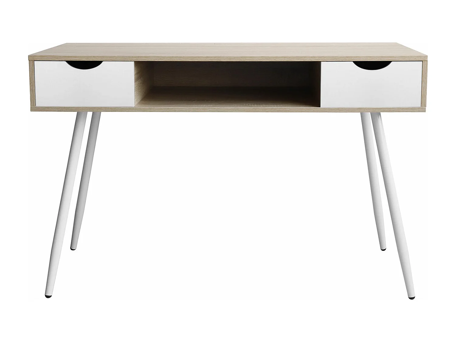 Escritorio escandinavo de madera, cajones blancos BJORN