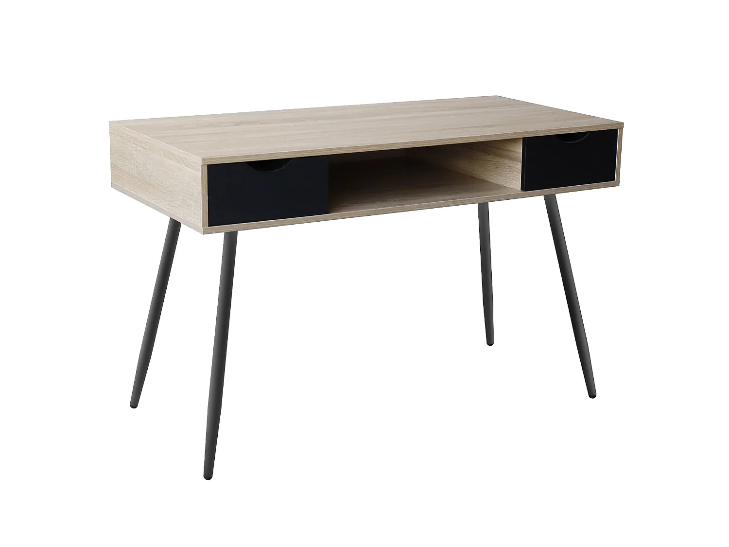 Bureau scandinave bois, tiroirs noirs BJORN - HAPPY GARDEN