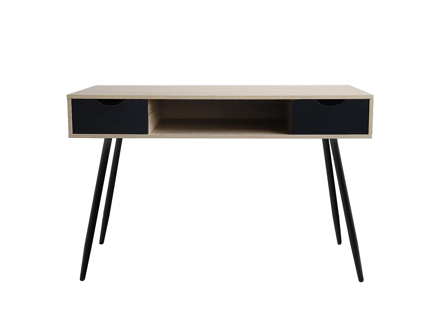 Bureau scandinave bois, tiroirs noirs BJORN - HAPPY GARDEN
