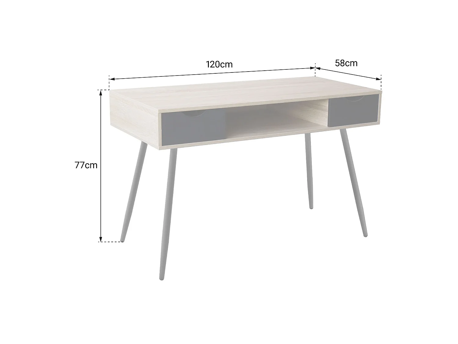 Bureau scandinave bois, tiroirs noirs BJORN - HAPPY GARDEN