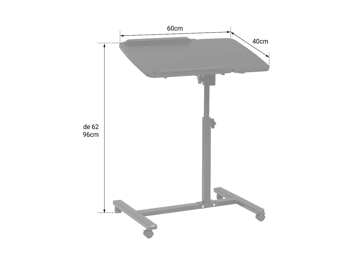 Table pour ordinateur à roulettes noire SABINE - HAPPY GARDEN