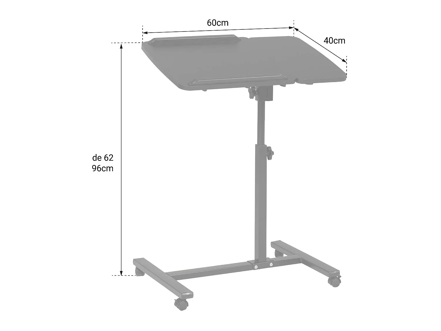 Table pour ordinateur à roulettes noire SABINE - HAPPY GARDEN