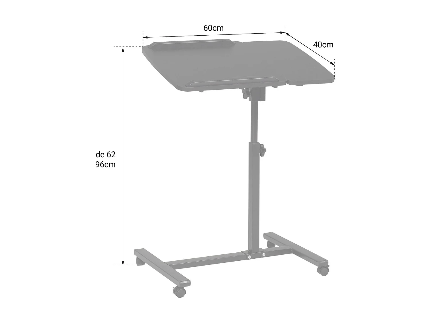 Mesa de computador sobre rodízios, SABINE preto