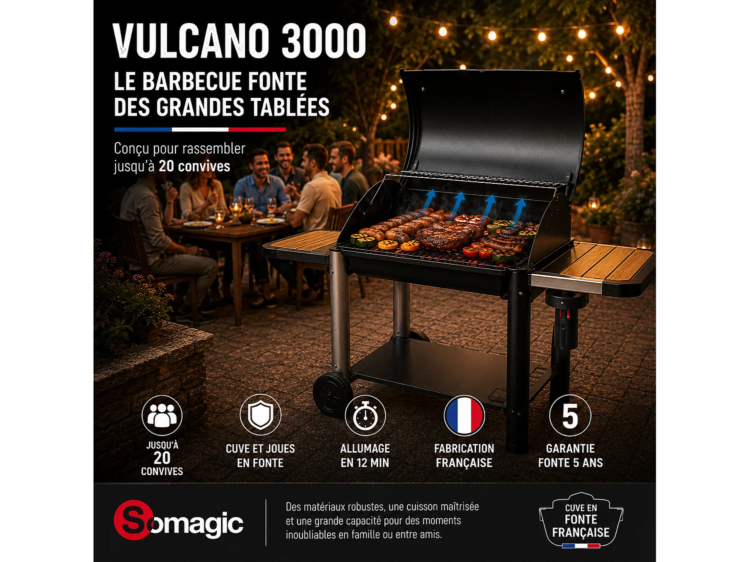 Barbecue au charbon de bois VULCANO 3000