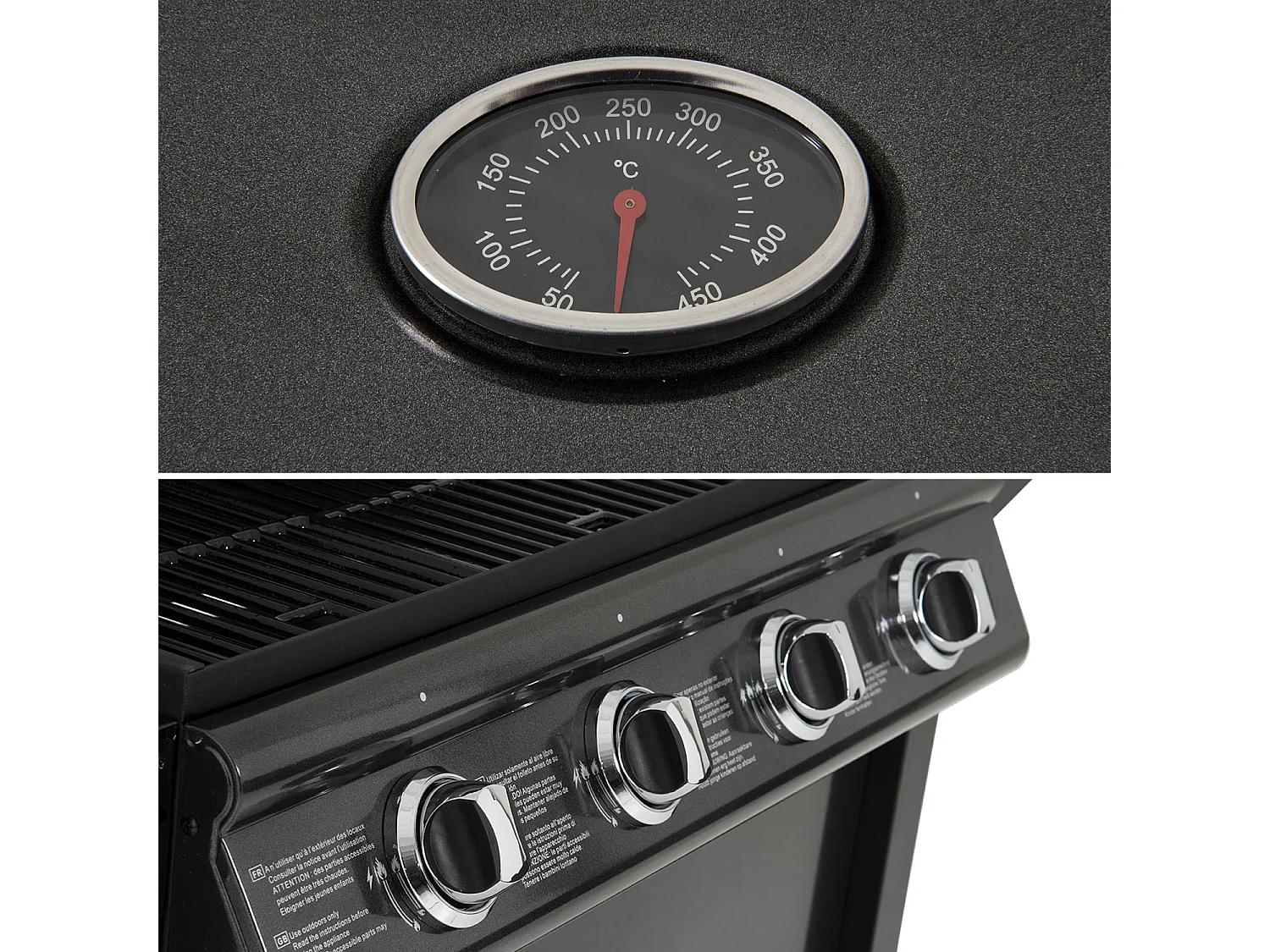 Barbecue au gaz RENO - 4 brûleurs avec thermomètre 14kW - HAPPY GARDEN