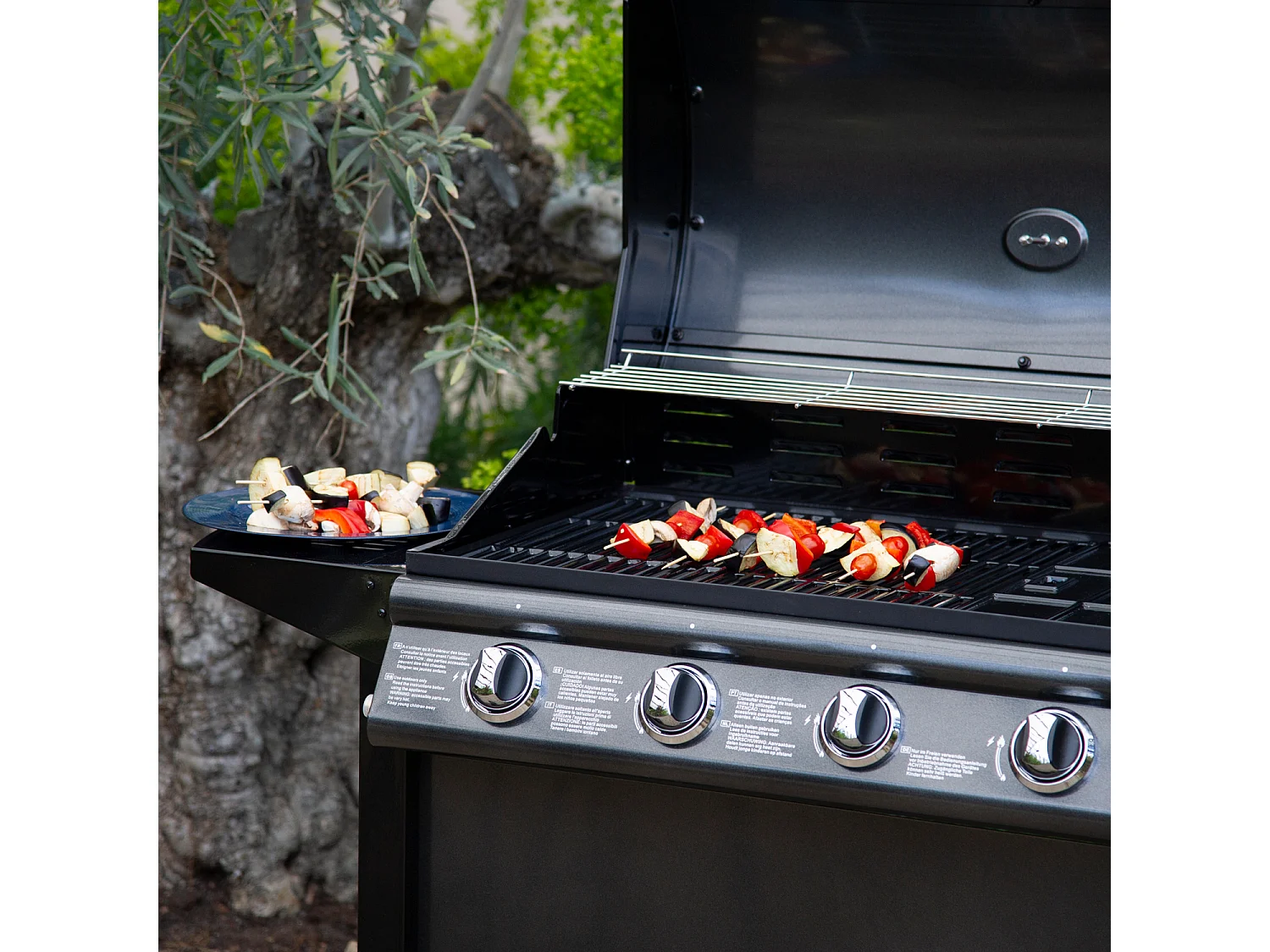 Barbacoa de gas RENO 4 quemadores con termómetro 14kW - HAPPY GARDEN