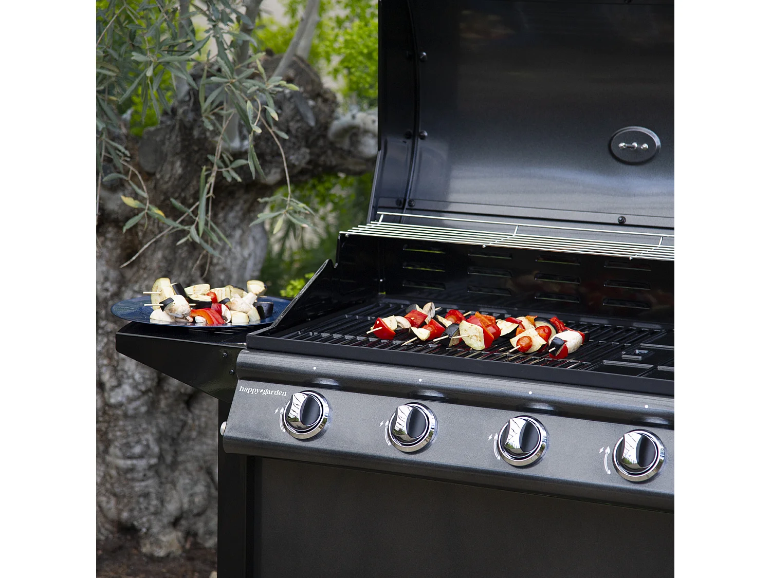 Barbecue au gaz RENO - 4 brûleurs avec thermomètre 14kW - HAPPY GARDEN