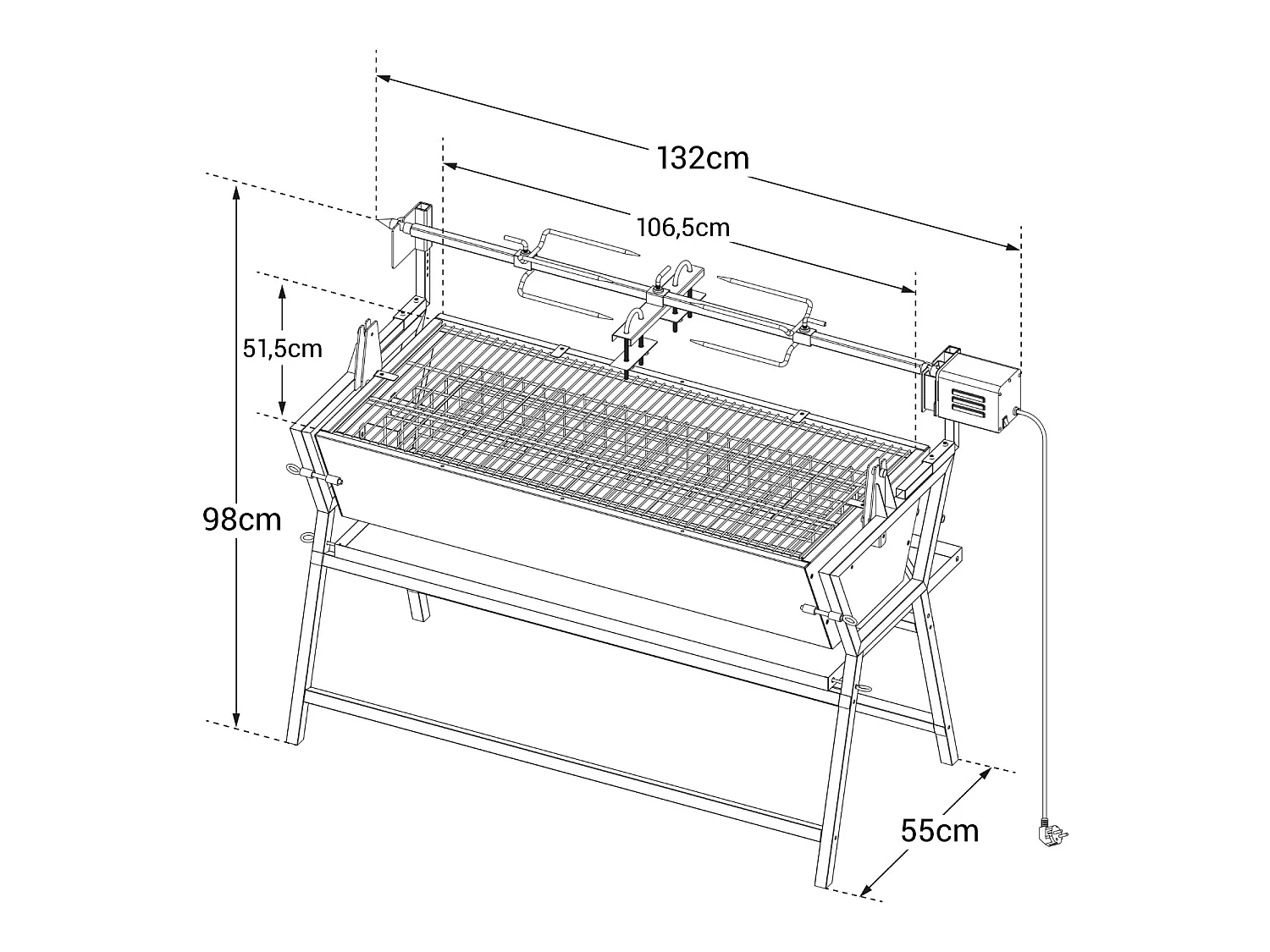 Rôtissoire tournebroche inclinable LISBOA - HAPPY GARDEN