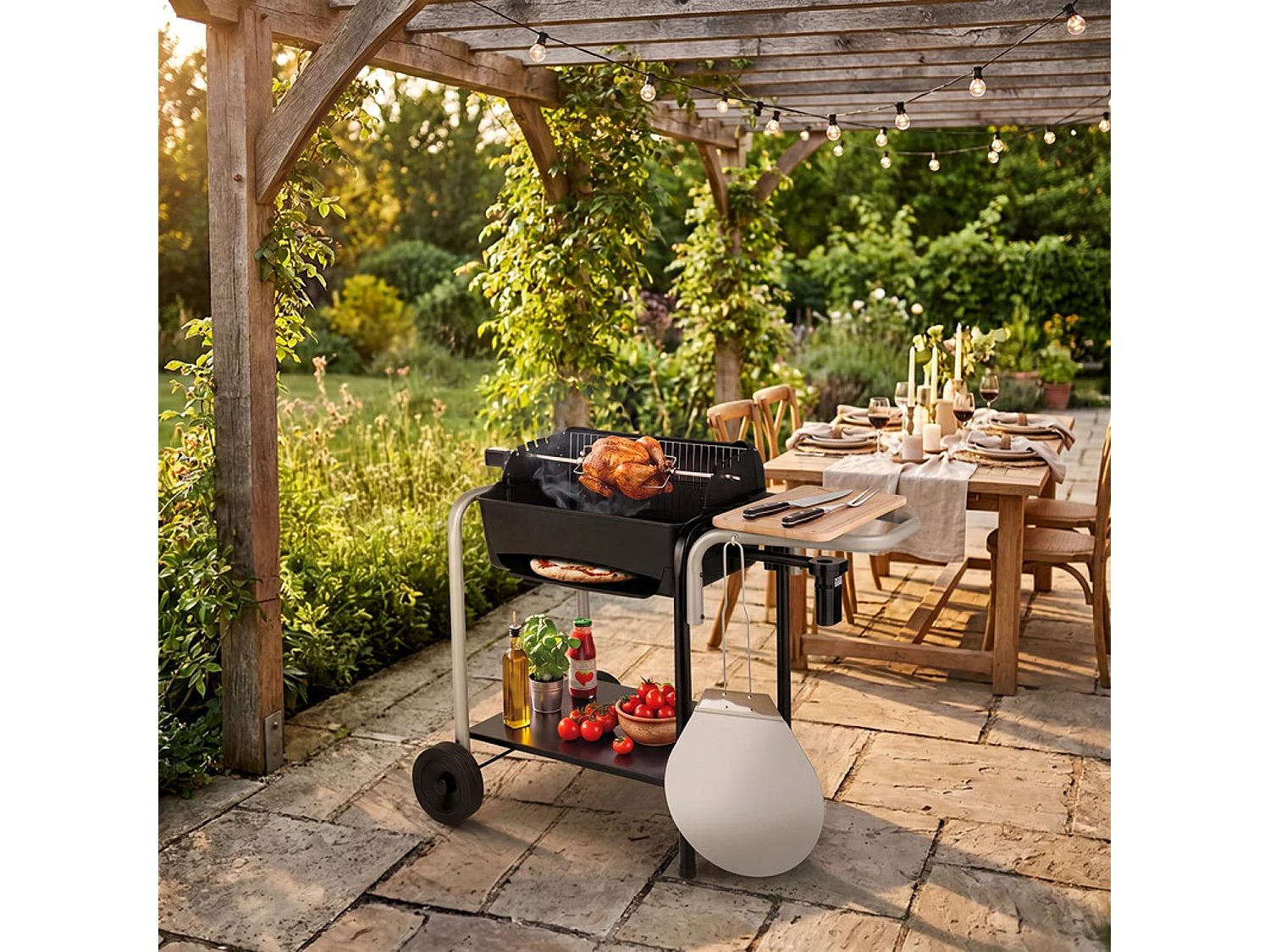 ROMA houtskoolbarbecue met pizzabereiding
