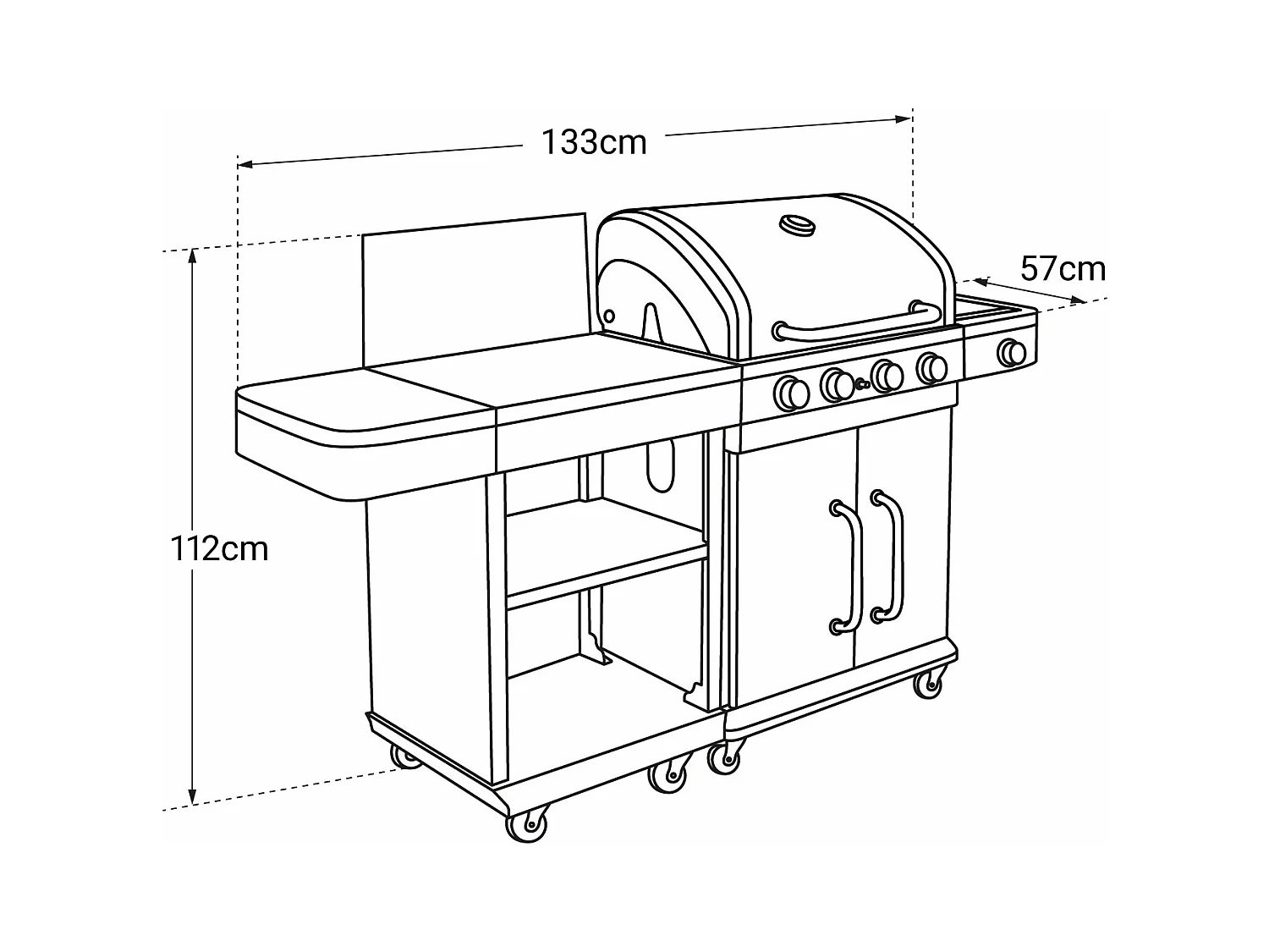 Barbecue au gaz FIDGI 4 avec desserte - COOK'IN GARDEN