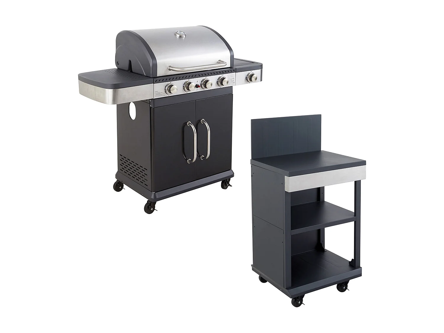 Barbecue au gaz FIDGI 4 avec desserte - COOK'IN GARDEN