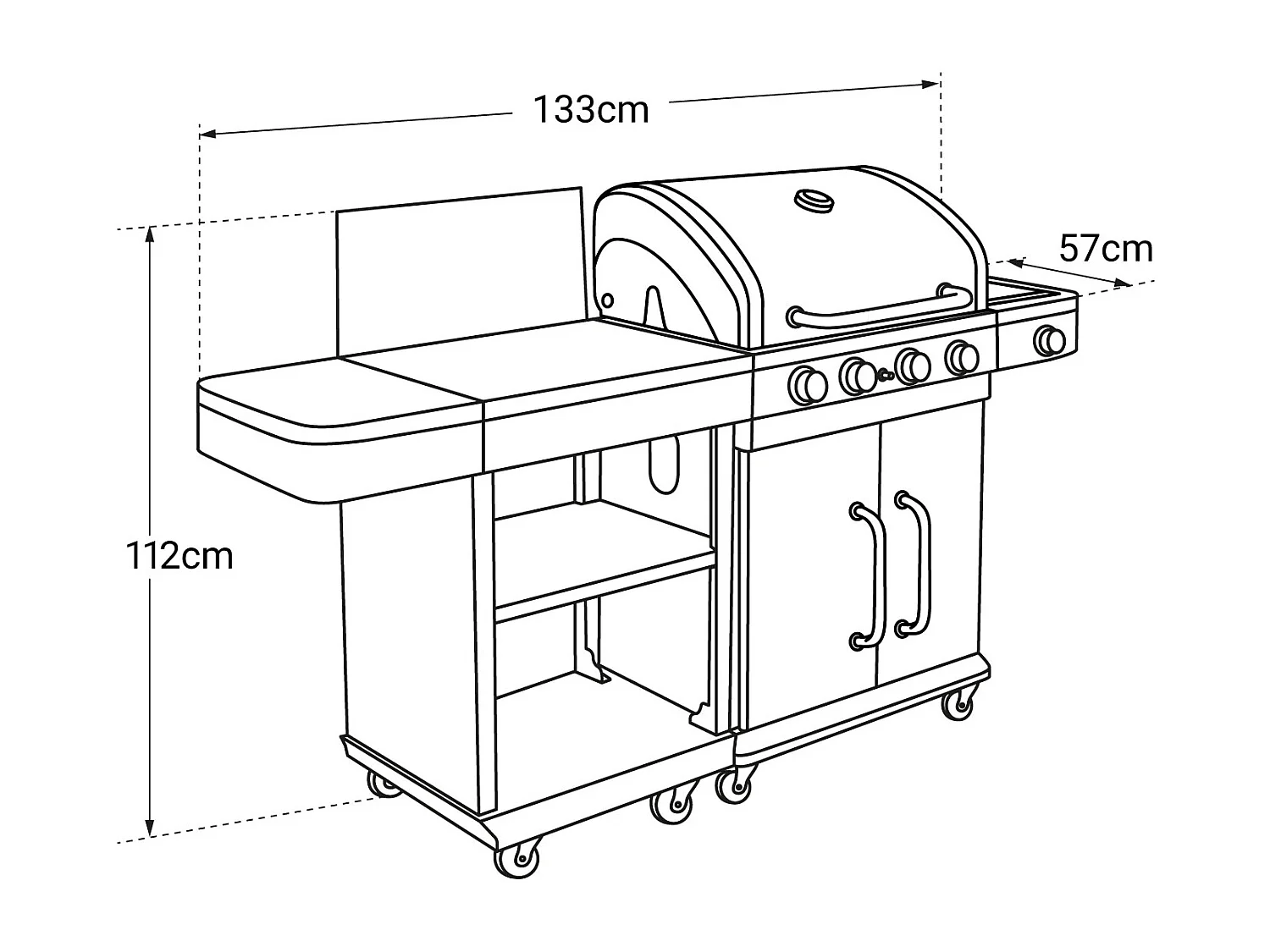 Gasbarbecue FIDGI 4 met dienblad