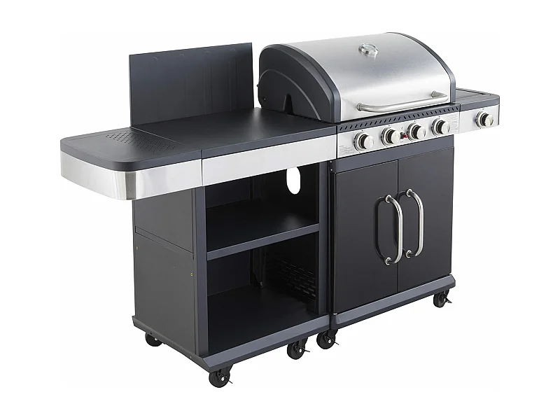 Barbecue au gaz FIDGI 4 avec desserte - COOK'IN GARDEN