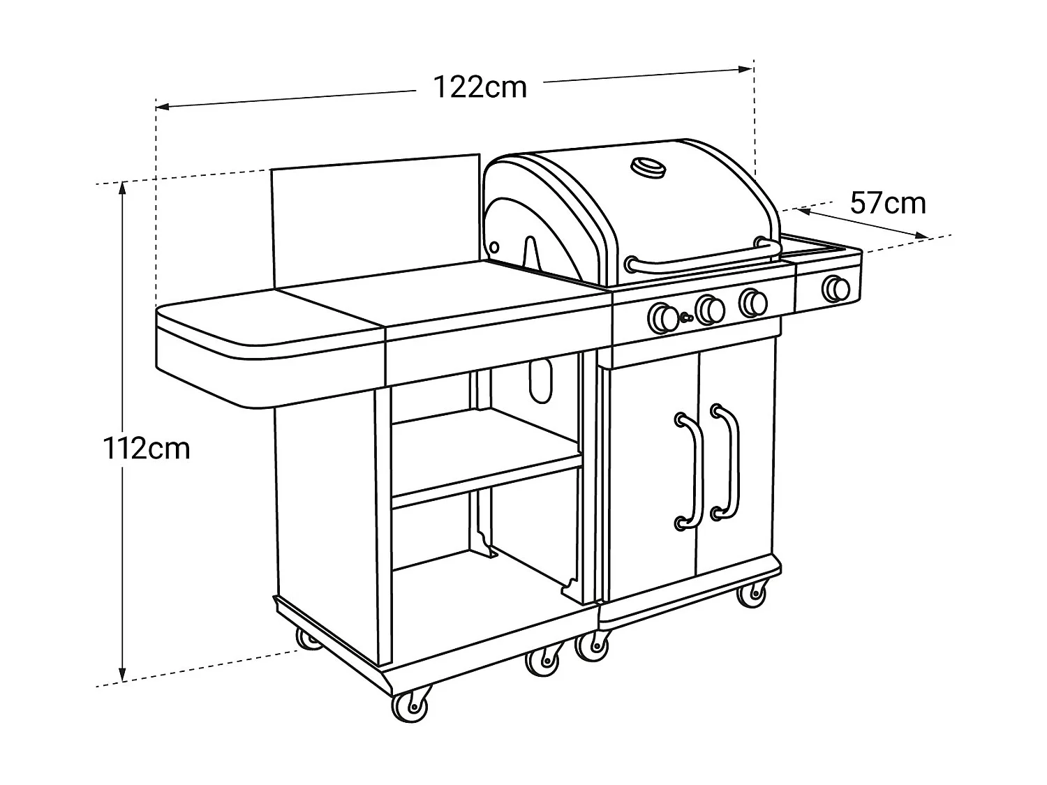 Gasbarbecue FIDGI 3 met sideboard
