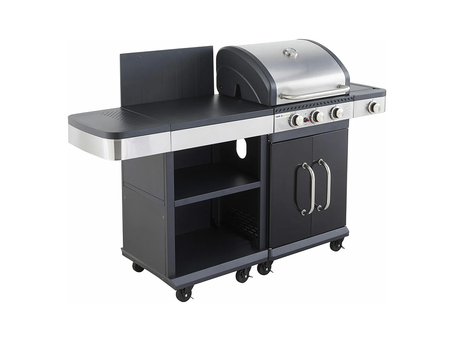 Barbecue au gaz FIDGI 3 avec desserte - COOK'IN GARDEN