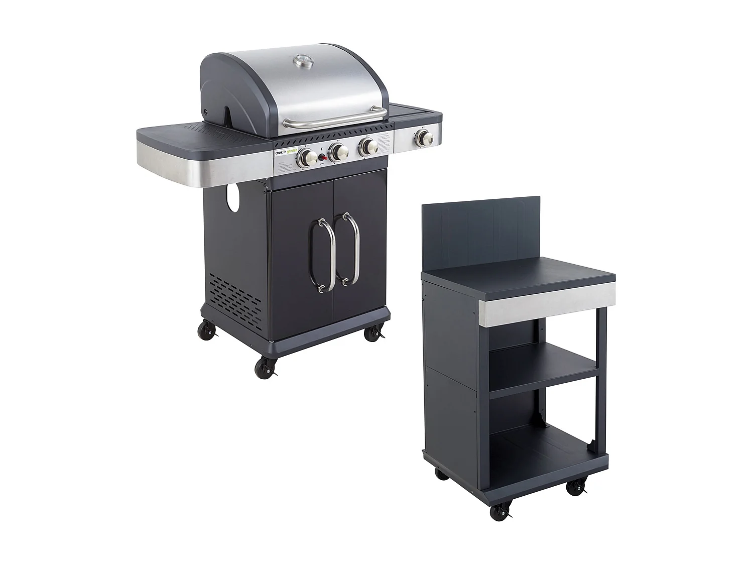Barbecue au gaz FIDGI 3 avec desserte - COOK'IN GARDEN