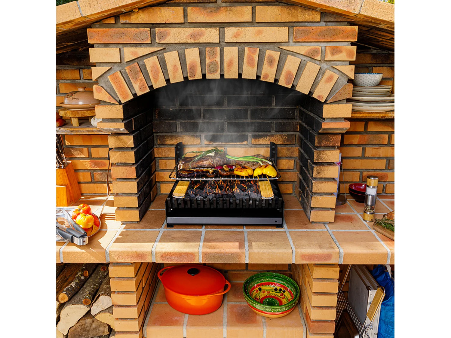 Barbecue a carbonella regolabile in 3 altezze GRILLOIR - Griglia a libera installazione - SOMAGIC