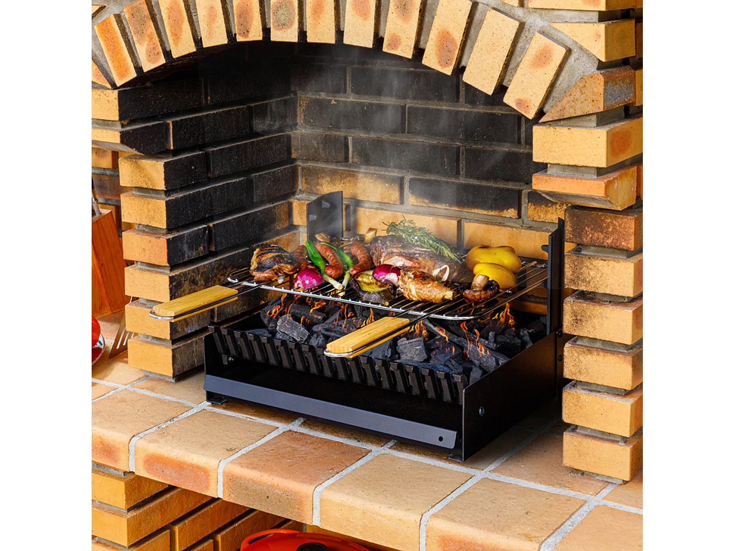 Holzkohlegrill in 3 Höhen verstellbar GRILLOIR - Standgrill