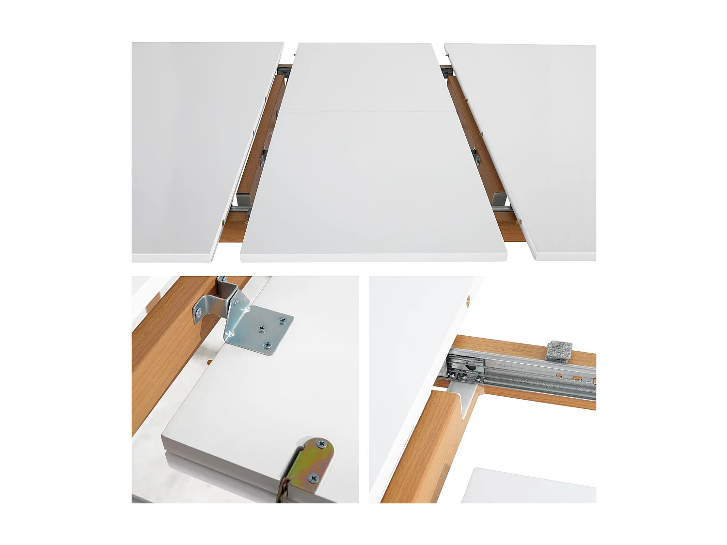 Conjunto de mesa extensible HELGA 120/160cm y 4 sillas NORA blanco