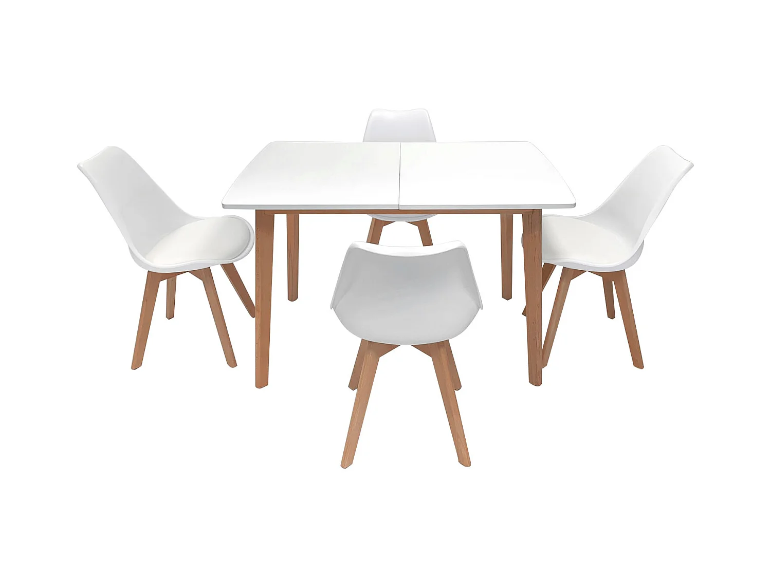 Ensemble table extensible 120/160cm HELGA et 4 chaises NORA blanc - HAPPY GARDEN