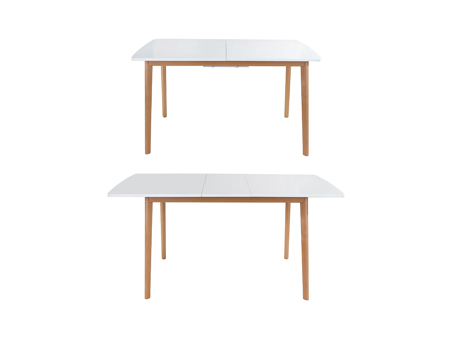 Uittrekbare tafel 120/160cm HELGA en 4 stoelen NORA wit