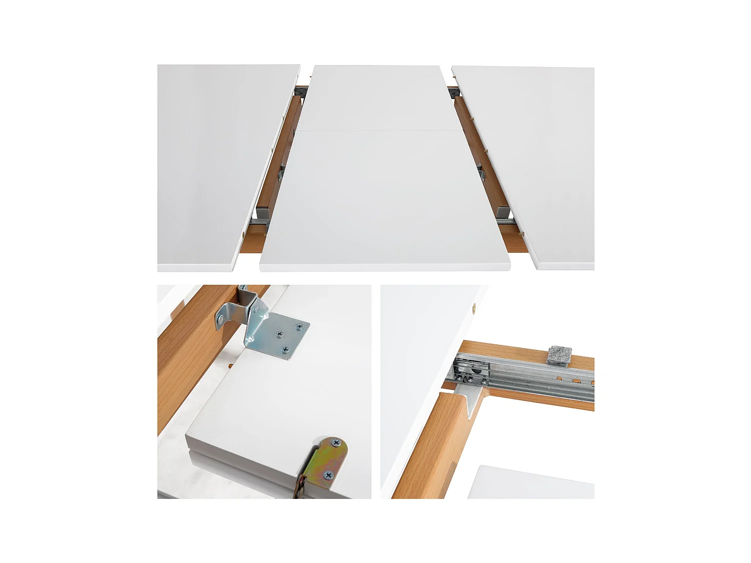 Uittrekbare tafel 120/160cm HELGA en 4 stoelen NORA wit