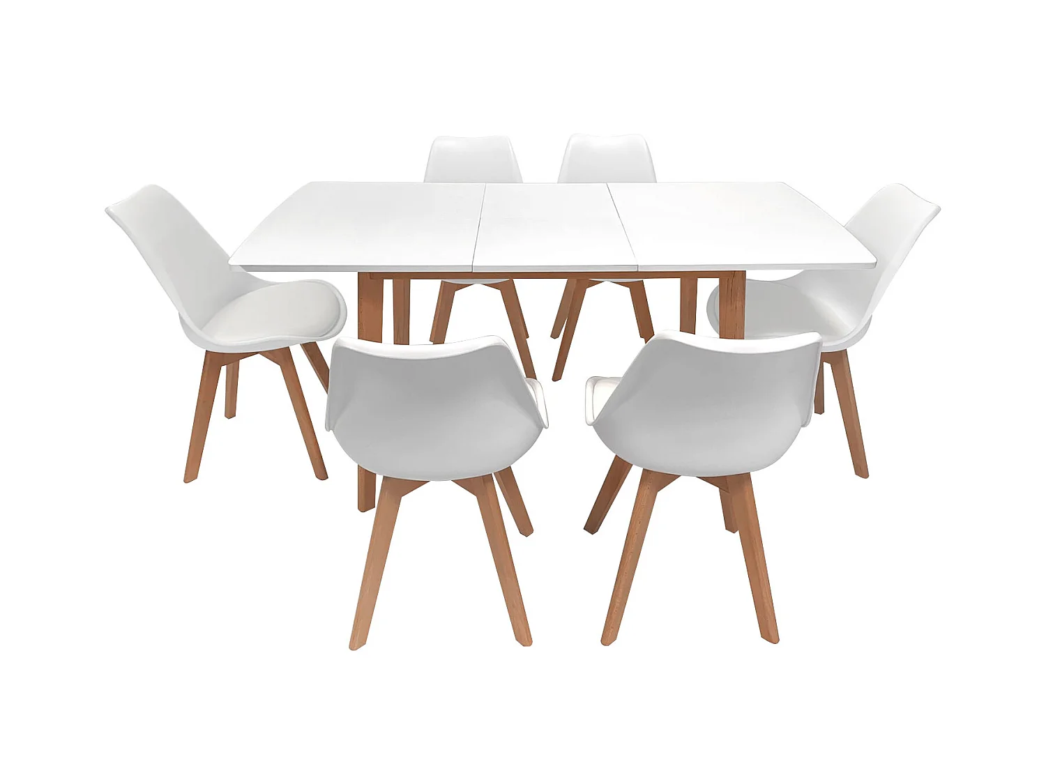 Ensemble table extensible 120/160cm HELGA et 6 chaises NORA blanc - HAPPY GARDEN