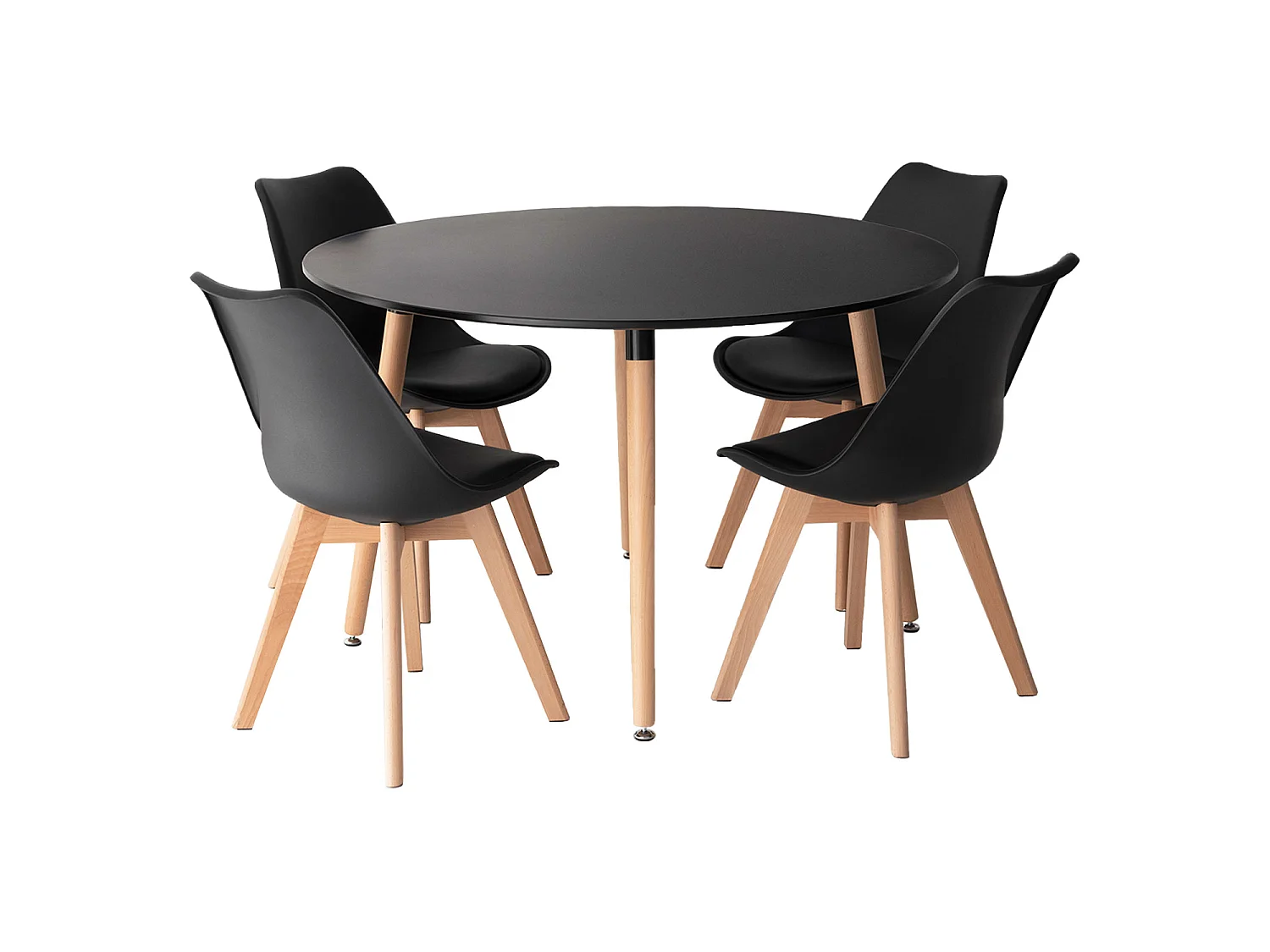 Ensemble table ronde 120cm MARTHA et 4 chaises NORA noir - HAPPY GARDEN