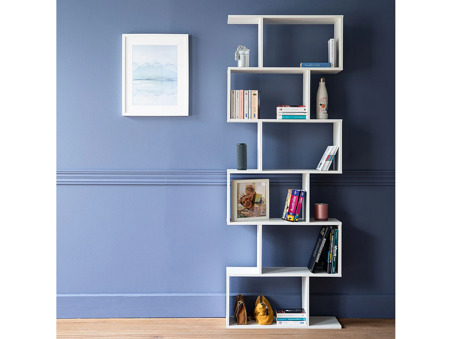 Bibliothèque 6 étagères blanche VIRGINIA - HAPPY GARDEN