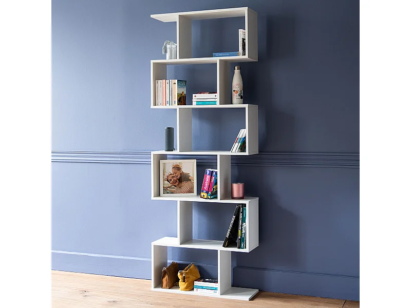 6-planken witte boekenkast VIRGINIA