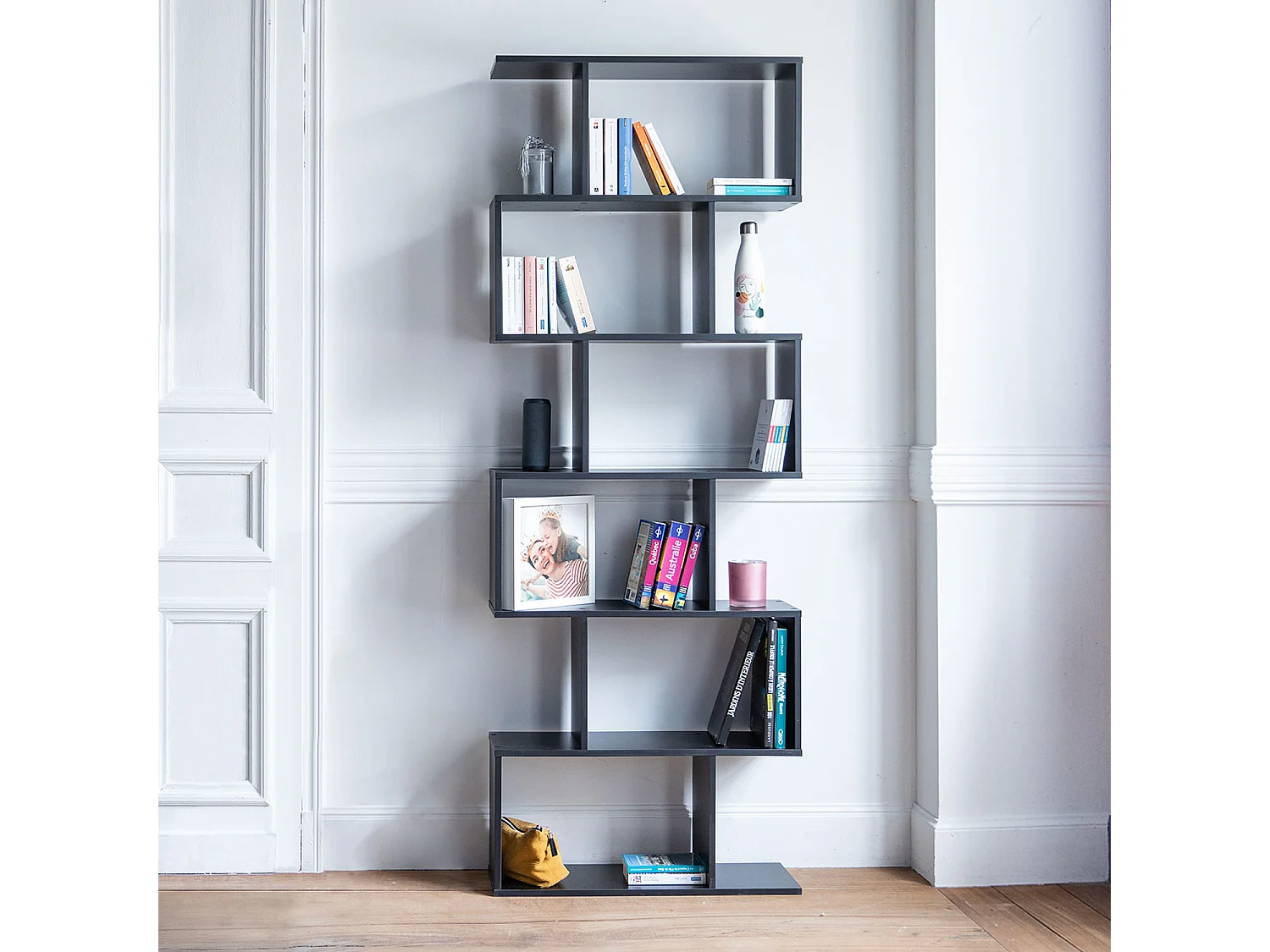 Bücherregal mit 6 Regalen schwarz VIRGINIA