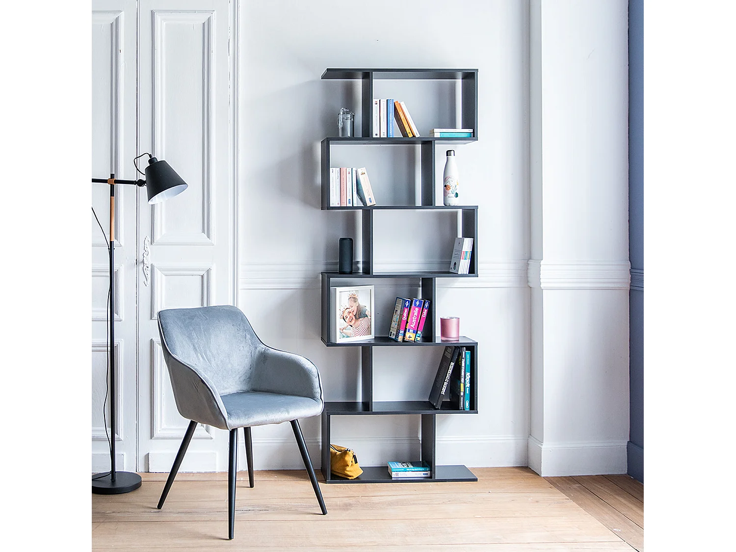 Bücherregal mit 6 Regalen schwarz VIRGINIA