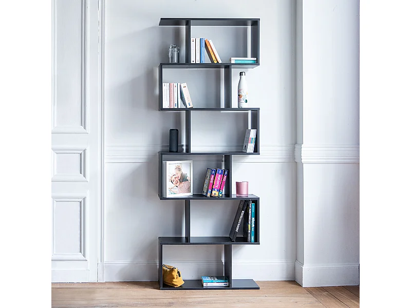 Bücherregal mit 6 Regalen schwarz VIRGINIA