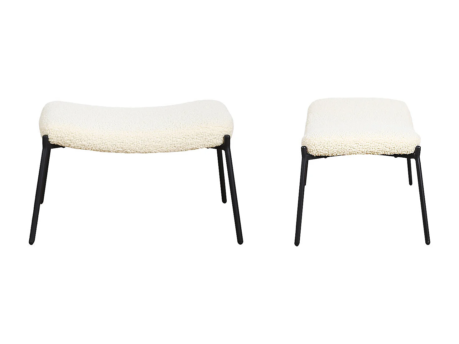 Fauteuil in ecru badstof met voetsteun EIRA