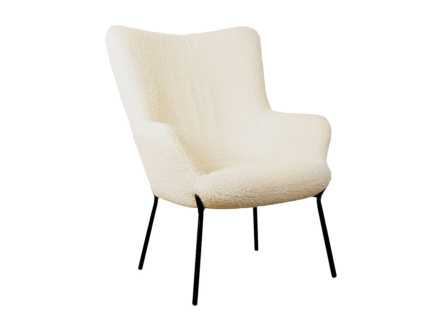 Fauteuil en tissu bouclette écru EIRA - HAPPY GARDEN
