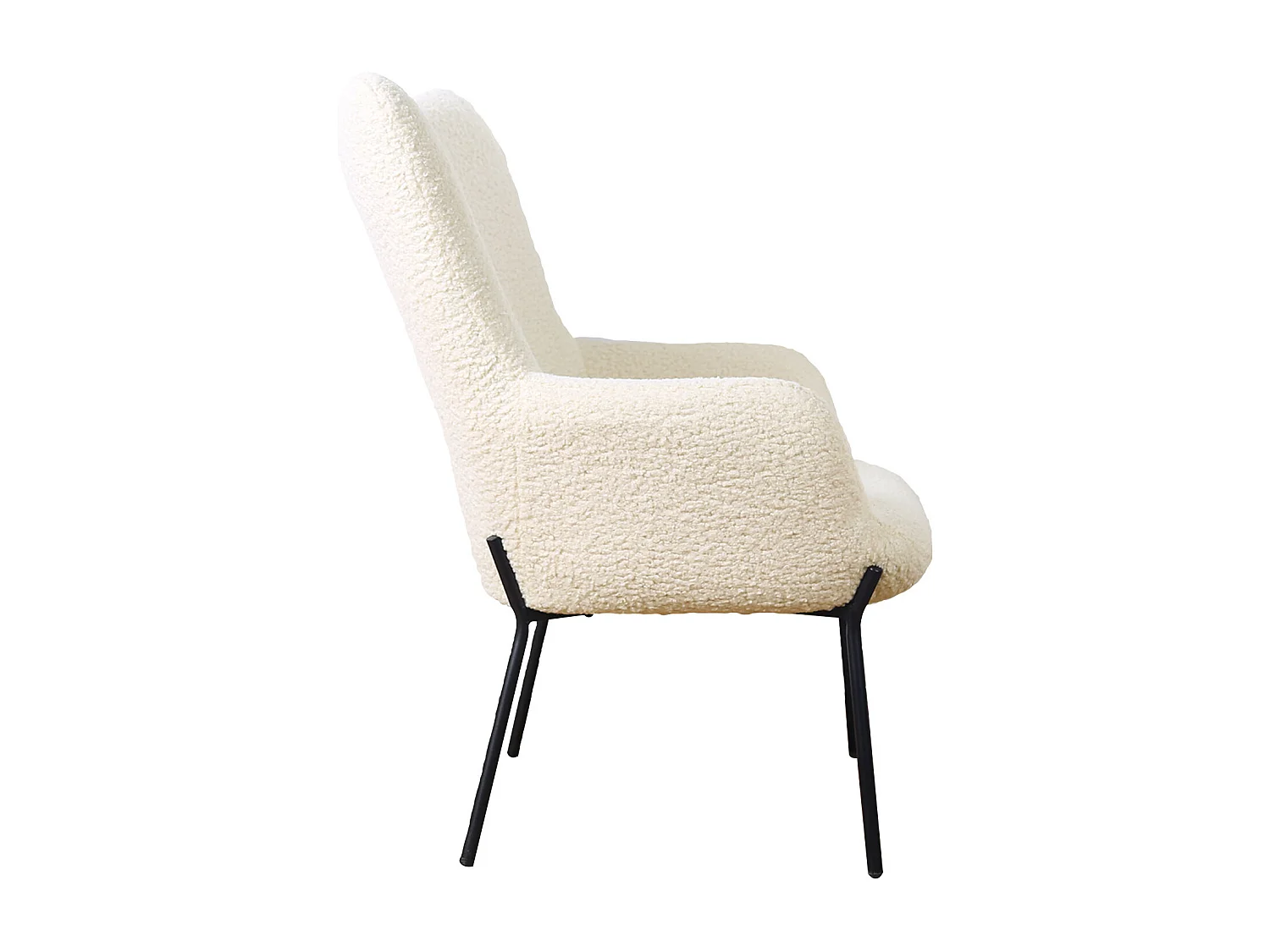 Fauteuil en tissu bouclette écru EIRA - HAPPY GARDEN