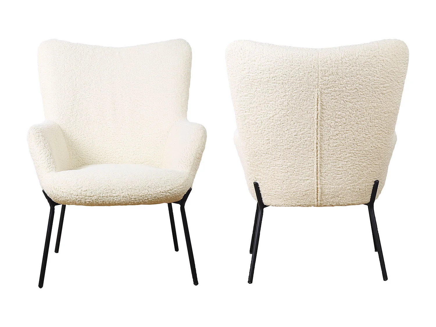Fauteuil en tissu bouclette écru EIRA - HAPPY GARDEN