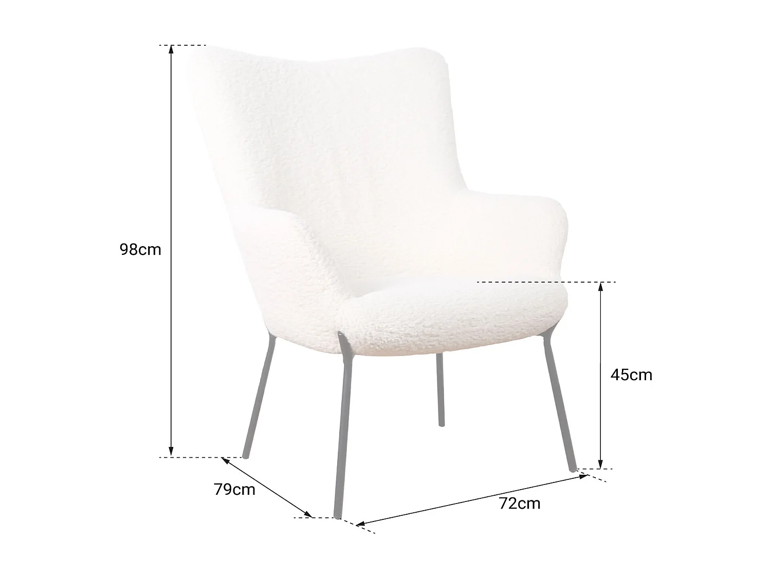 Fauteuil en tissu bouclette écru EIRA - HAPPY GARDEN